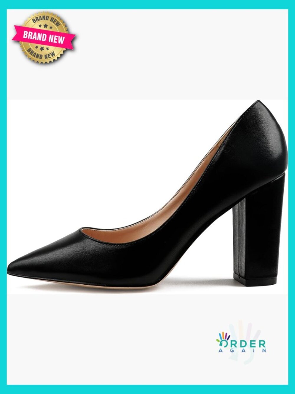 Chunky Heeled Pumps - Pointy Toe Block Heel Dress Shoes Work